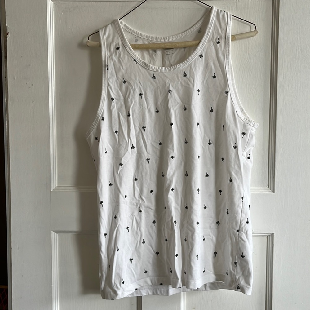 Old Navy White Palm Tree Tank Top